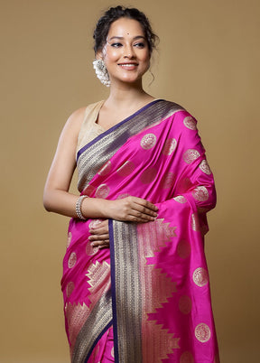 Pink Dupion Silk Saree With Blouse Piece