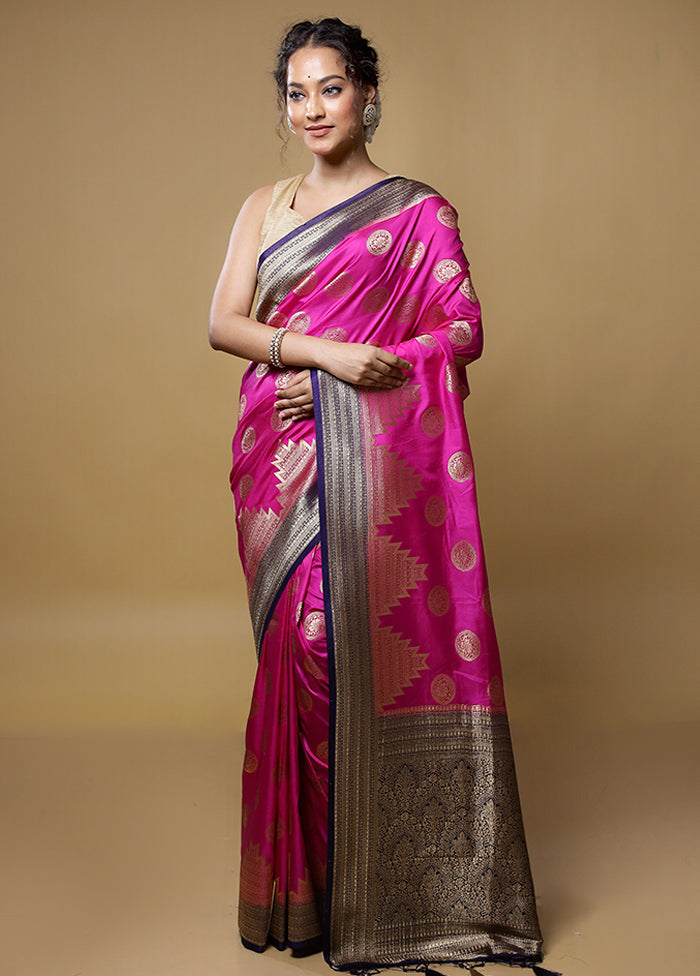 Pink Dupion Silk Saree With Blouse Piece