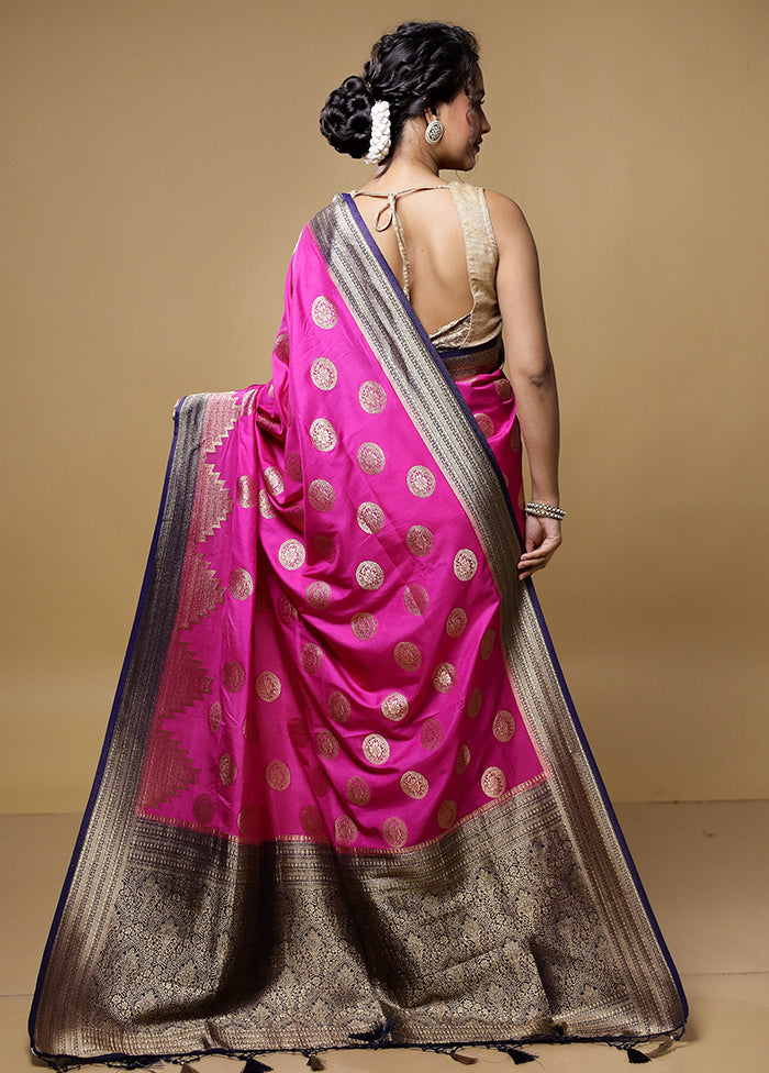 Pink Dupion Silk Saree With Blouse Piece