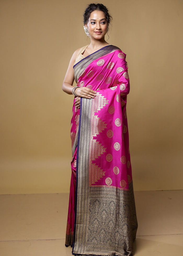 Pink Dupion Silk Saree With Blouse Piece