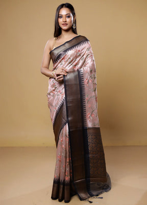 Pink Tissue Silk Saree With Blouse Piece