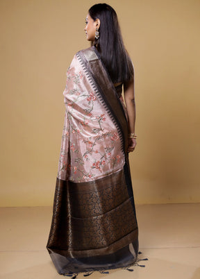 Pink Tissue Silk Saree With Blouse Piece