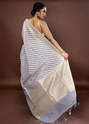 Grey Pure Cotton Saree With Blouse Piece - Indian Silk House Agencies