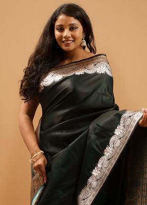 Green Banarasi Silk Saree With Blouse Piece