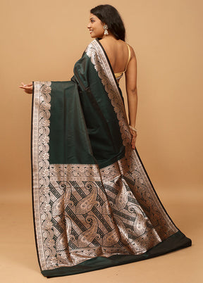 Green Banarasi Silk Saree With Blouse Piece