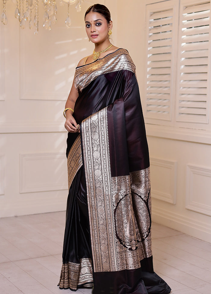 Brown Banarasi Silk Saree With Blouse Piece