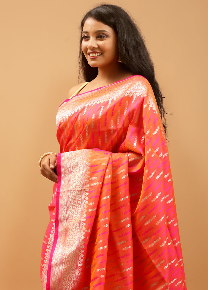 Pink Uppada Silk Saree With Blouse Piece