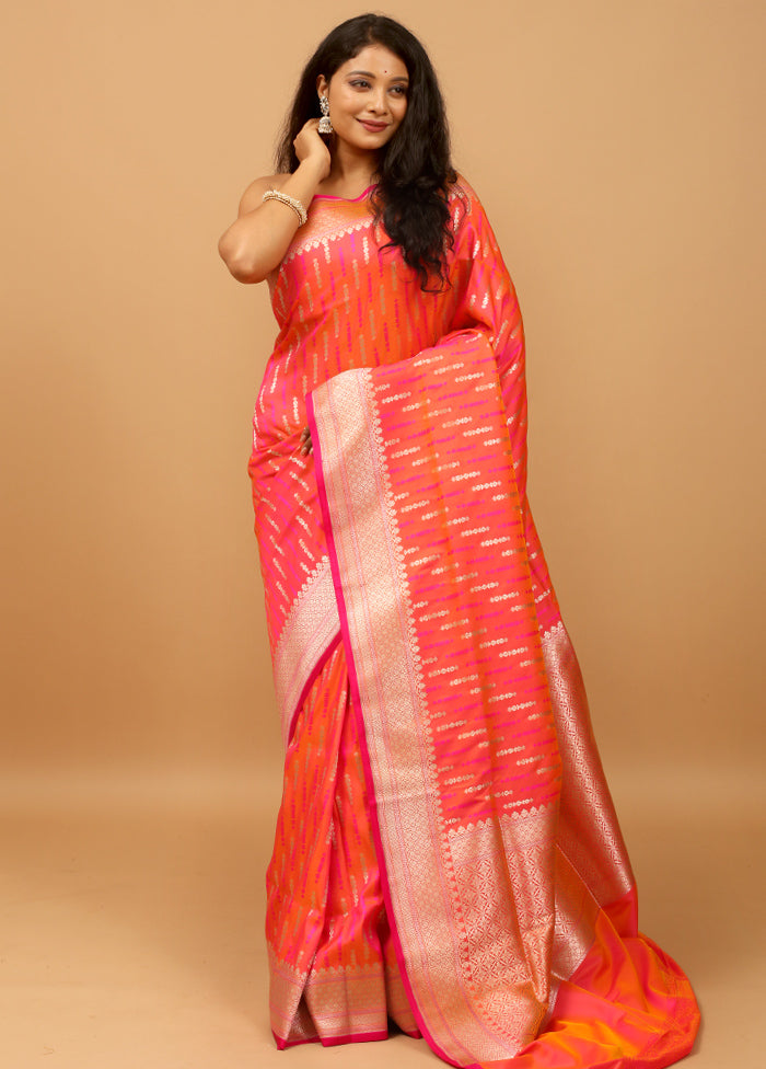 Pink Uppada Silk Saree With Blouse Piece