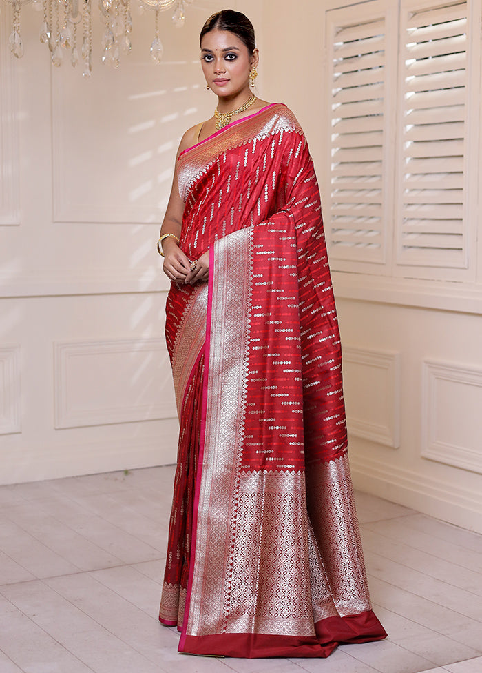 Red Uppada Silk Saree With Blouse Piece