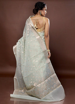 Green Organza Saree With Blouse Piece - Indian Silk House Agencies