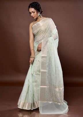 Green Organza Saree With Blouse Piece - Indian Silk House Agencies