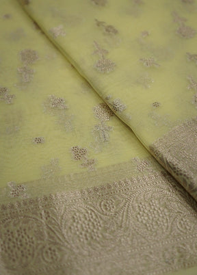 Yellow Organza Saree With Blouse Piece - Indian Silk House Agencies