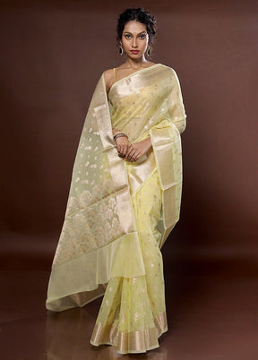 Yellow Organza Saree With Blouse Piece - Indian Silk House Agencies