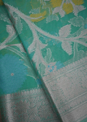 Green Organza Saree With Blouse Piece - Indian Silk House Agencies