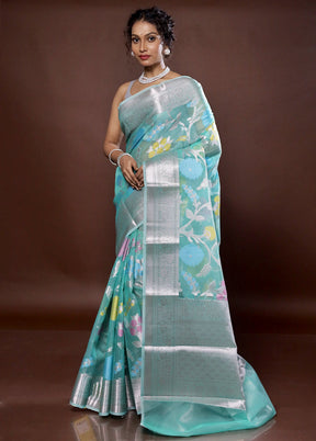 Green Organza Saree With Blouse Piece - Indian Silk House Agencies