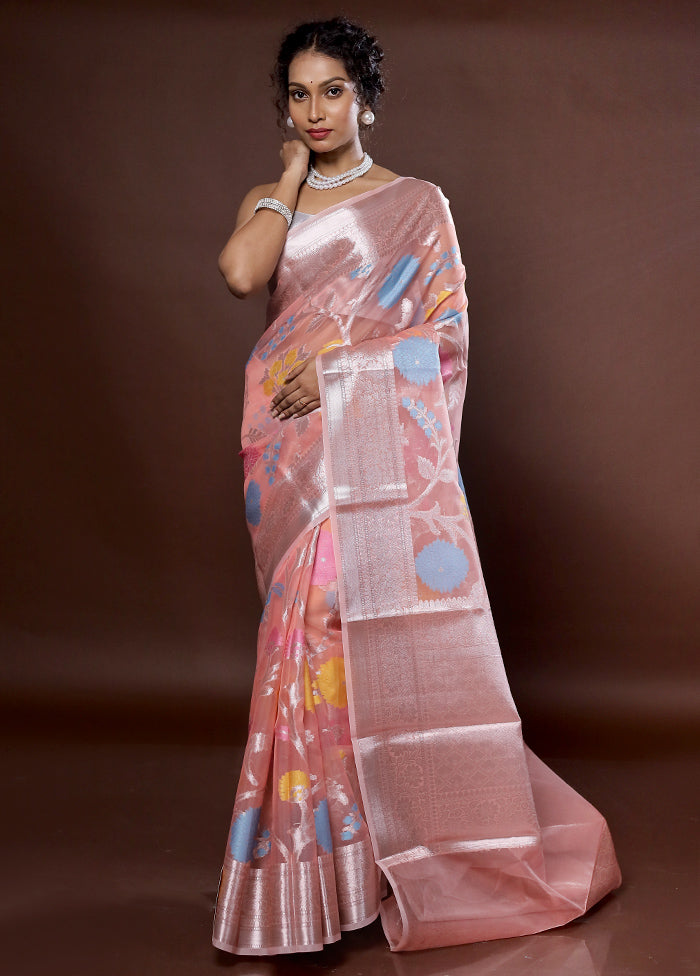 Pink Organza Saree With Blouse Piece - Indian Silk House Agencies