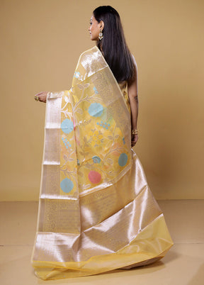 Yellow Organza Saree With Blouse Piece