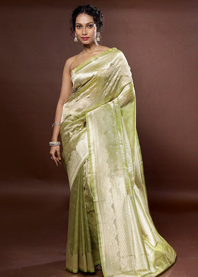 Green Tissue Silk Saree With Blouse Piece - Indian Silk House Agencies