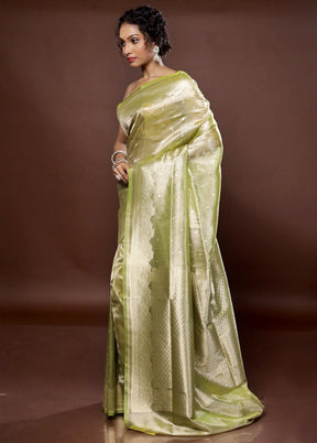 Green Tissue Silk Saree With Blouse Piece - Indian Silk House Agencies