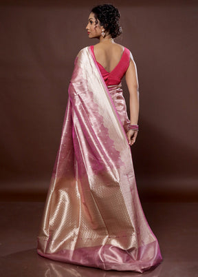 Pink Tissue Silk Saree With Blouse Piece - Indian Silk House Agencies