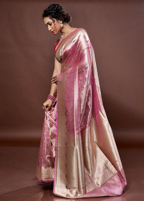 Pink Tissue Silk Saree With Blouse Piece - Indian Silk House Agencies