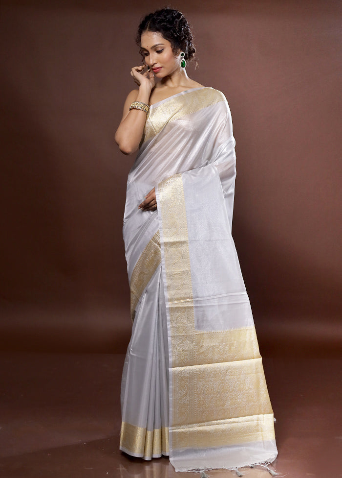 Grey Tissue Silk Saree With Blouse Piece - Indian Silk House Agencies