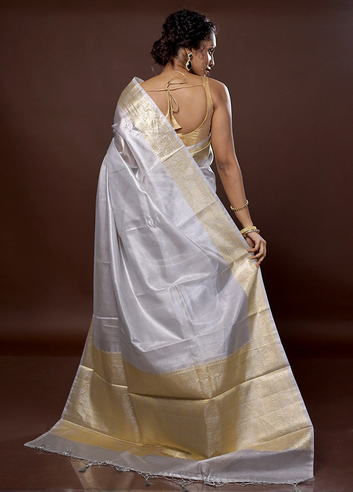 Grey Tissue Silk Saree With Blouse Piece - Indian Silk House Agencies