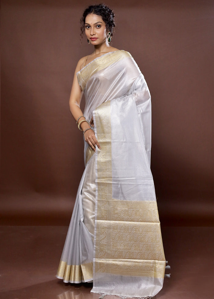 Grey Tissue Silk Saree With Blouse Piece - Indian Silk House Agencies