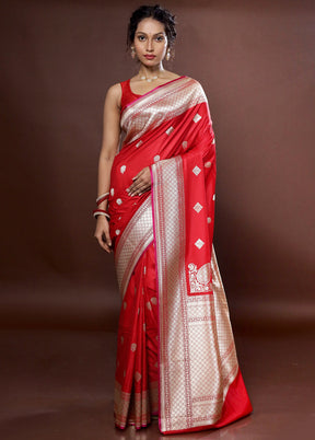 Red Uppada Silk Saree With Blouse Piece - Indian Silk House Agencies