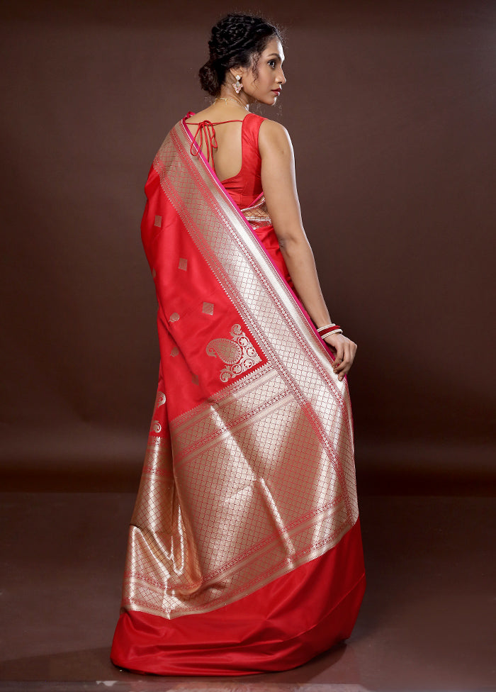 Red Uppada Silk Saree With Blouse Piece - Indian Silk House Agencies