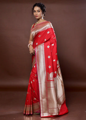 Red Uppada Silk Saree With Blouse Piece - Indian Silk House Agencies