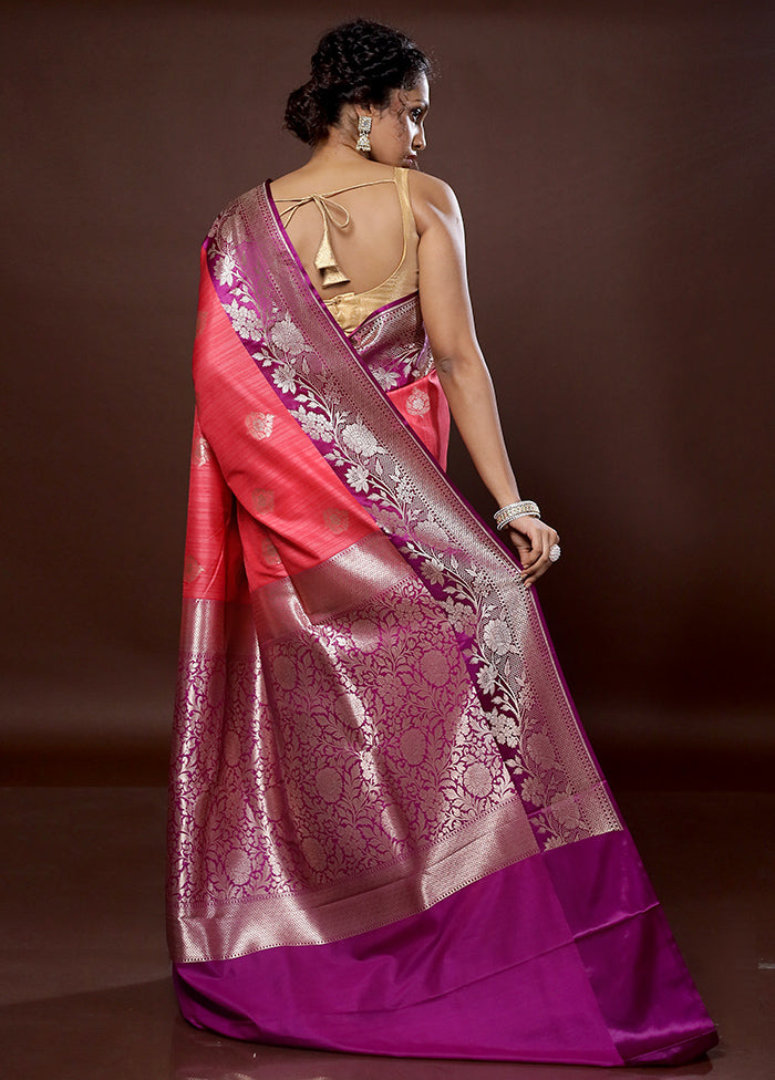 Pink Uppada Silk Saree With Blouse Piece - Indian Silk House Agencies