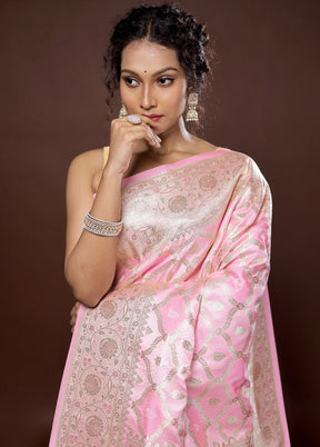 Pink Banarasi Silk Saree With Blouse Piece - Indian Silk House Agencies