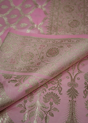 Pink Banarasi Silk Saree With Blouse Piece - Indian Silk House Agencies