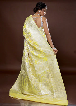 Yellow Banarasi Silk Saree With Blouse Piece - Indian Silk House Agencies