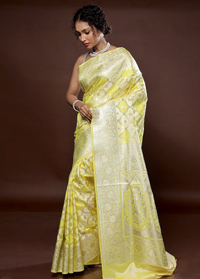 Yellow Banarasi Silk Saree With Blouse Piece - Indian Silk House Agencies