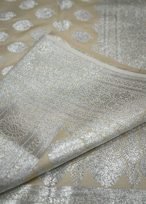 Cream Banarasi Silk Saree With Blouse Piece - Indian Silk House Agencies