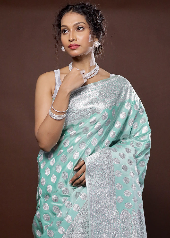 Green Banarasi Silk Saree With Blouse Piece - Indian Silk House Agencies