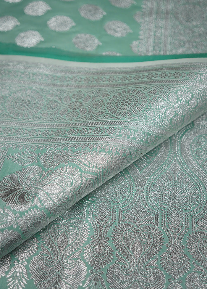 Green Banarasi Silk Saree With Blouse Piece - Indian Silk House Agencies