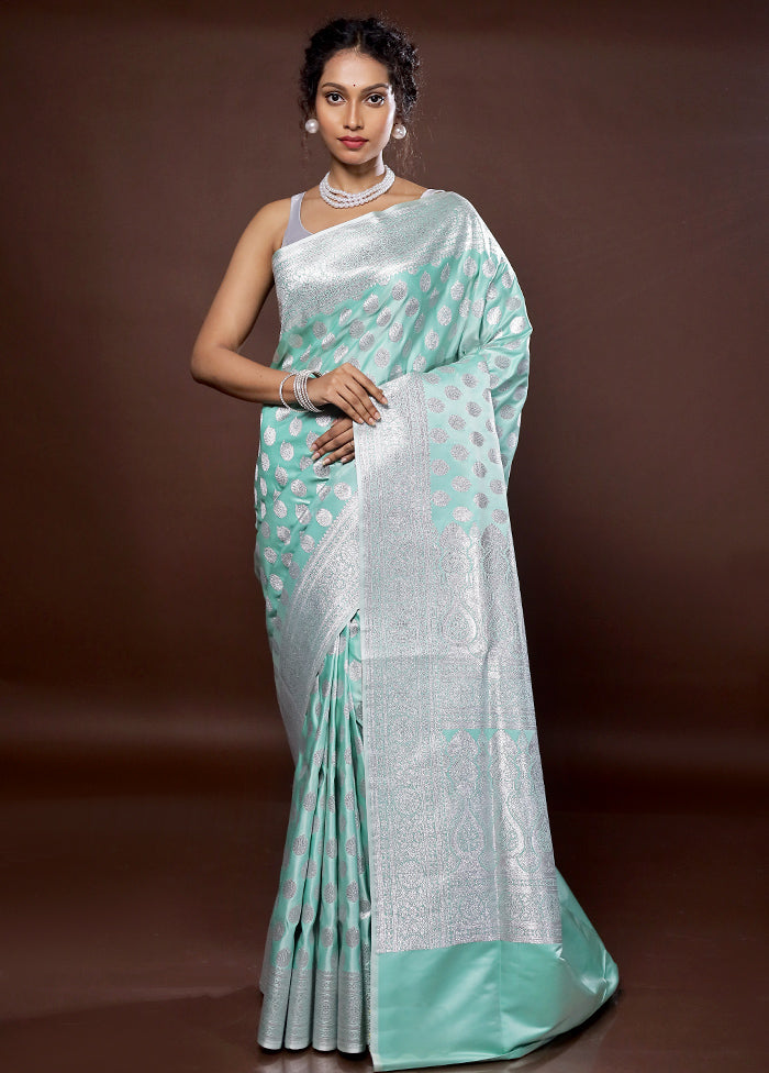 Green Banarasi Silk Saree With Blouse Piece - Indian Silk House Agencies