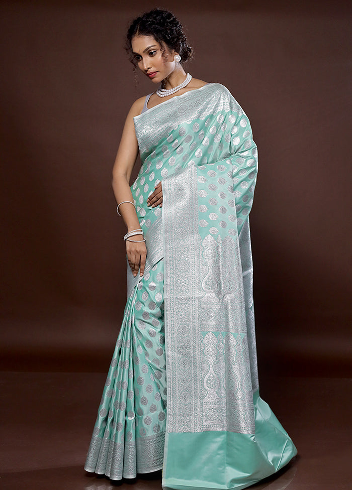 Green Banarasi Silk Saree With Blouse Piece - Indian Silk House Agencies