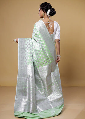 Green Banarasi Silk Saree With Blouse Piece