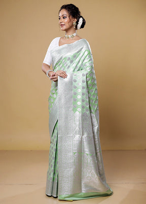 Green Banarasi Silk Saree With Blouse Piece