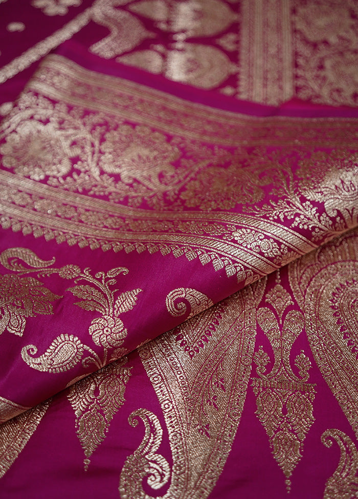 Pink Banarasi Silk Saree With Blouse Piece - Indian Silk House Agencies