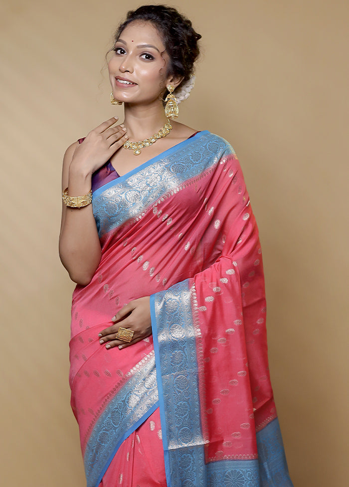 Pink Georgette Saree With Blouse Piece