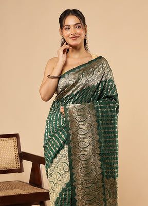 Green Dupion Silk Saree With Blouse Piece