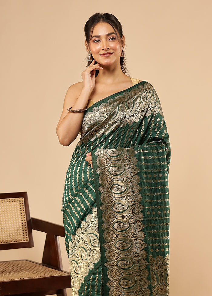 Green Dupion Silk Saree With Blouse Piece
