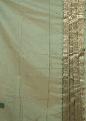 Green Dupion Silk Saree With Blouse Piece
