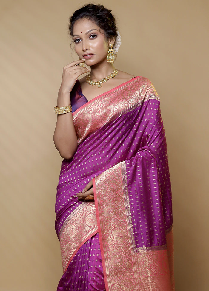 Purple Georgette Saree With Blouse Piece