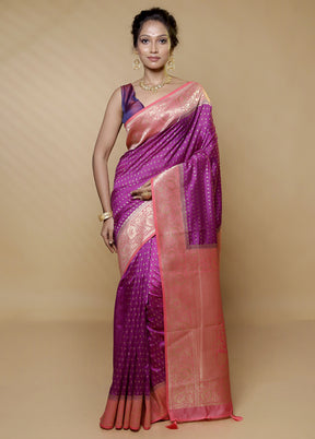 Purple Georgette Saree With Blouse Piece